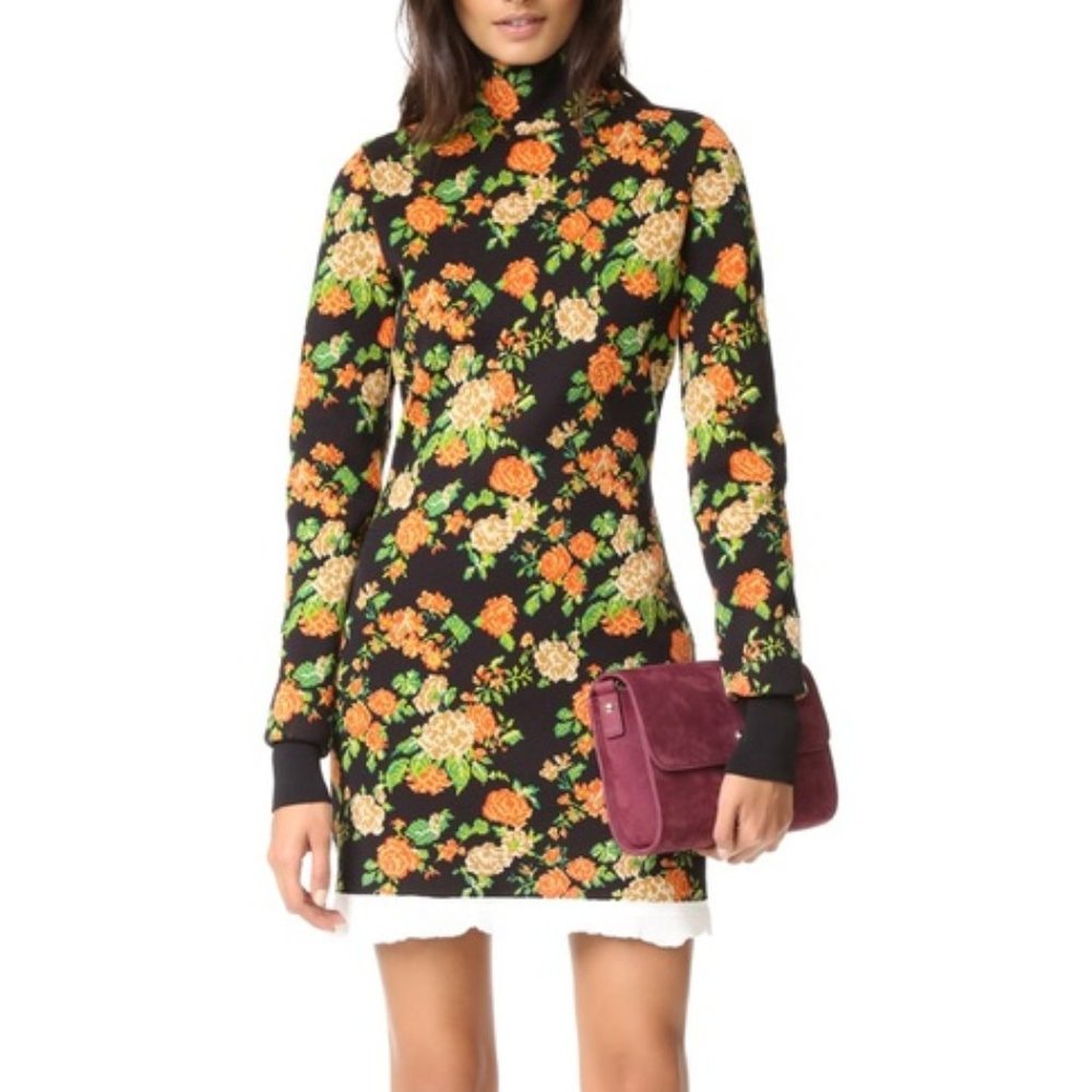MSGM FLORAL MOCK NECK SWEATER DRESS (Size XS-S)